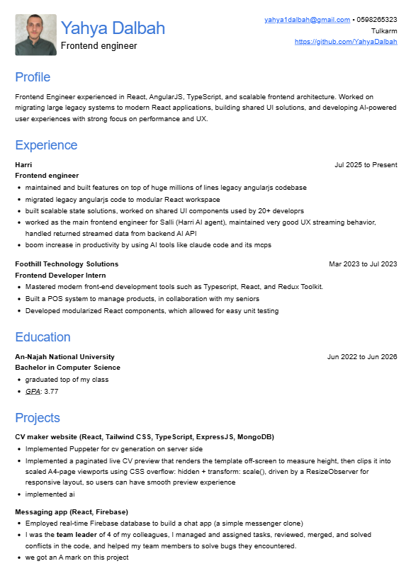 Simple ATS CV template